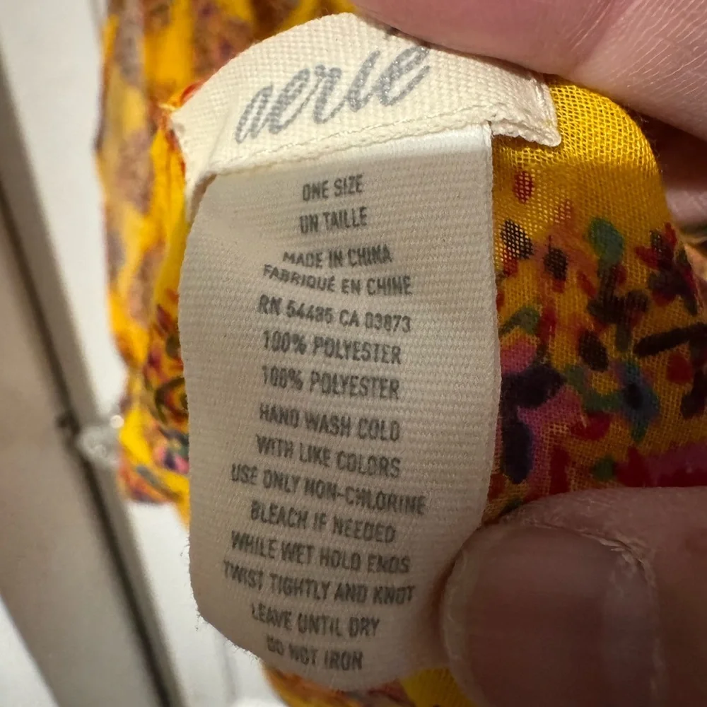 Aerie Yellow Boho Paisley Scarf Tassel Fringe One Size